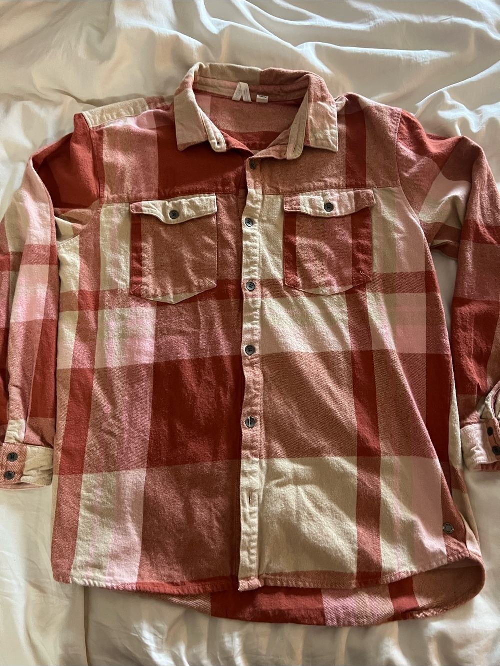 Roxy flannel Jacket in Orange and cream